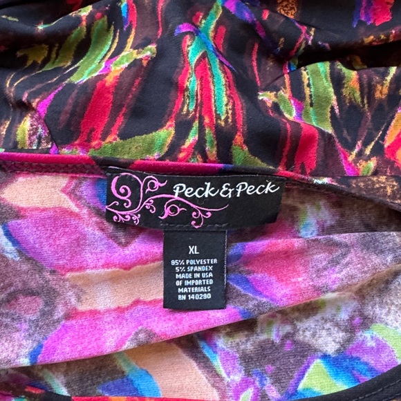 Peck & Peck Multicolor Abstract Tunic Asymmetrical Top ~ Sz XL - Picture 3 of 12
